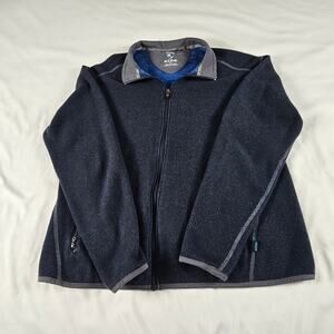 Kuhl Men’s Chianti Navy & Gray Fleece Wool Blend Zip Up Sweater Jacket Size XL